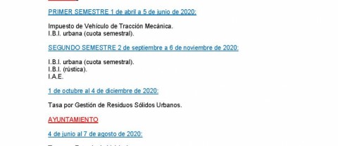 Calendario del Contribuyente 2020